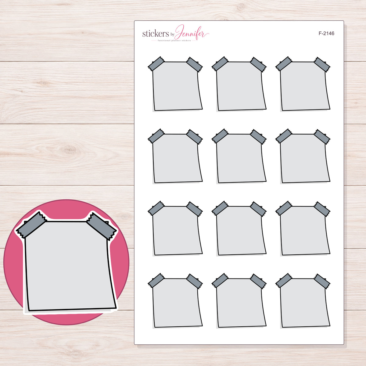 F-2146 planner sticker sheet with enlarged sticker detail