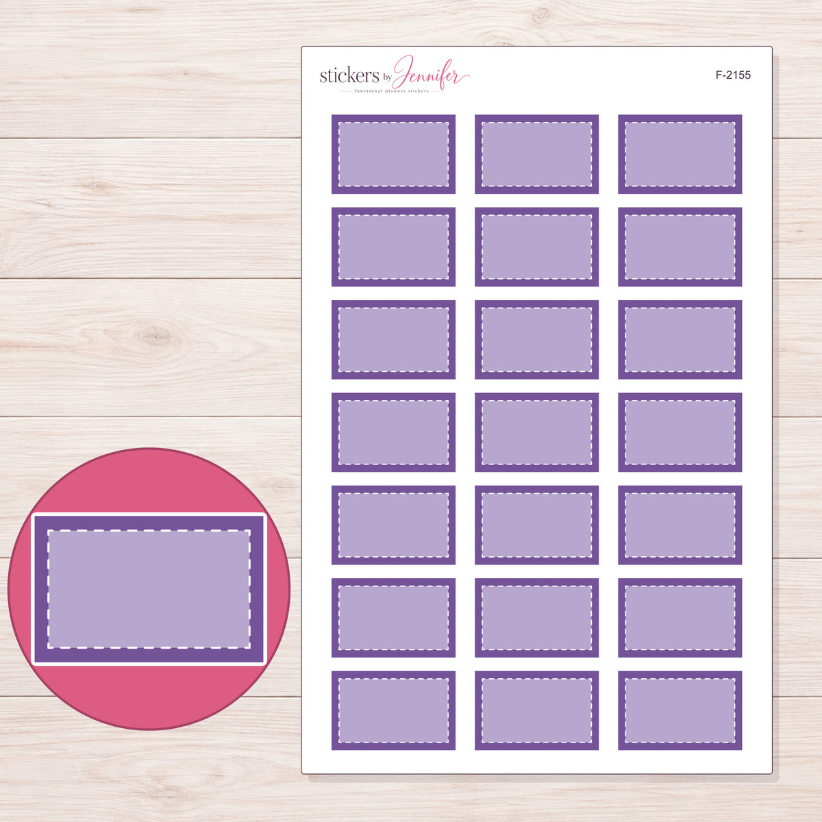 F-2155 planner sticker sheet with enlarged sticker detail