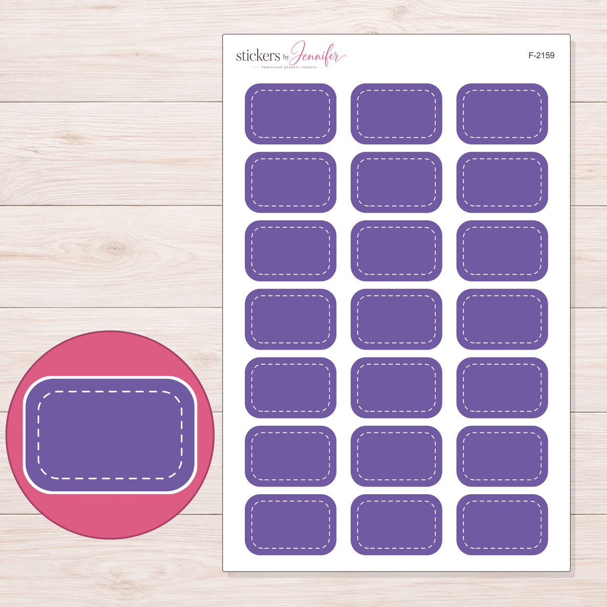 F-2159 planner sticker sheet with enlarged sticker detail