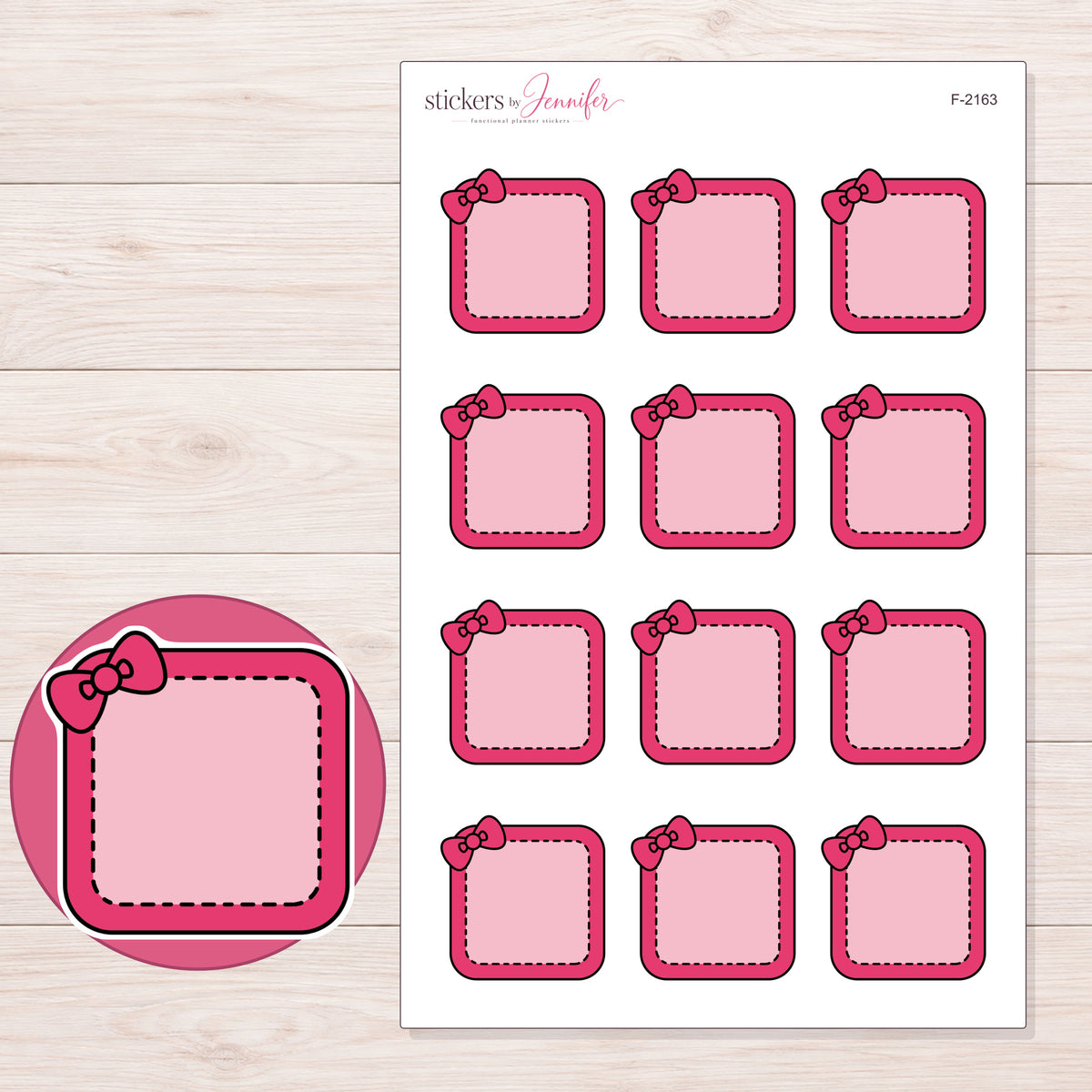 F-2163 planner sticker sheet with enlarged sticker detail