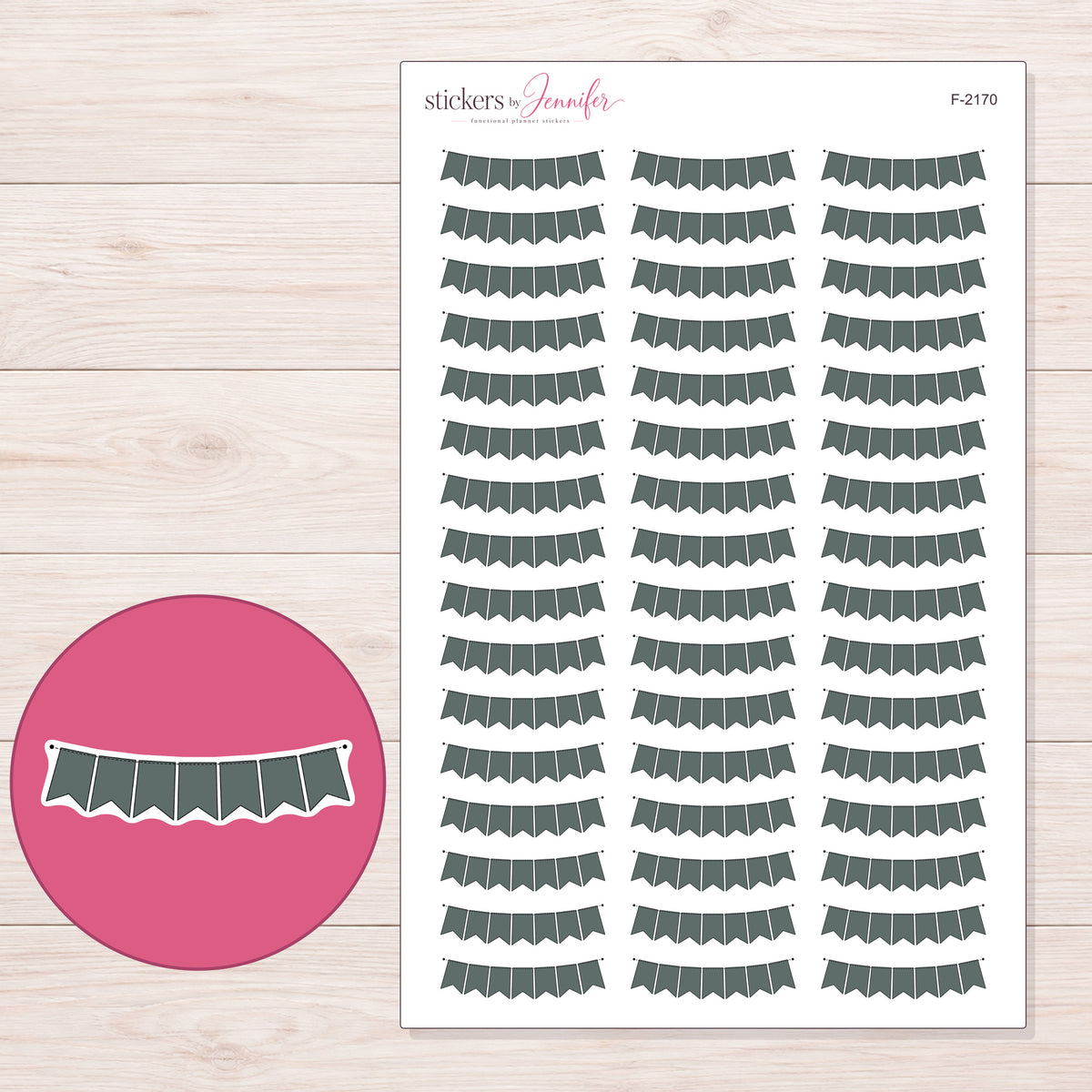 F-2170 planner sticker sheet with enlarged sticker detail