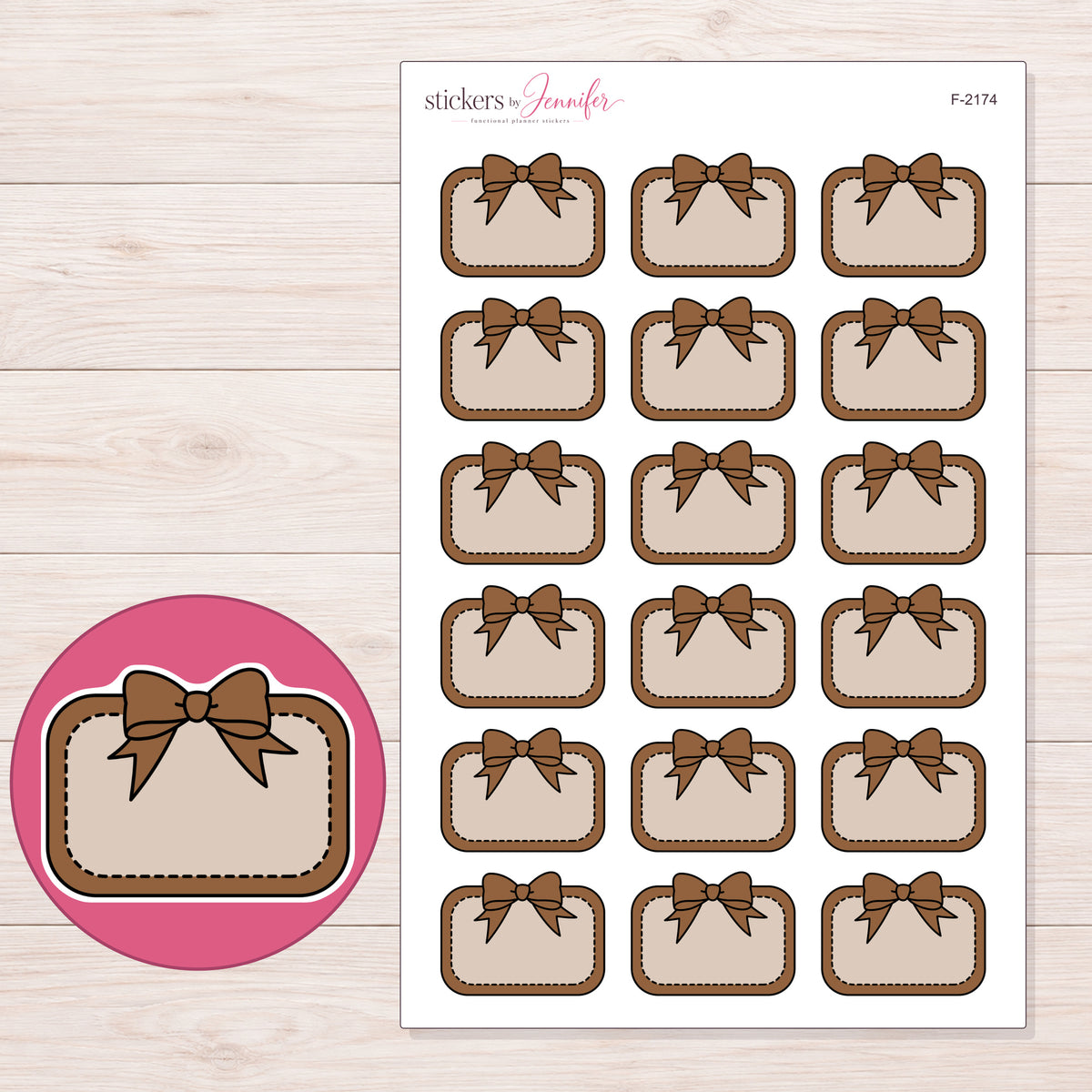 F-2174 planner sticker sheet with enlarged sticker detail