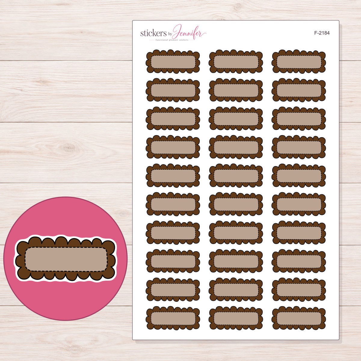 F-2184 planner sticker sheet with enlarged sticker detail