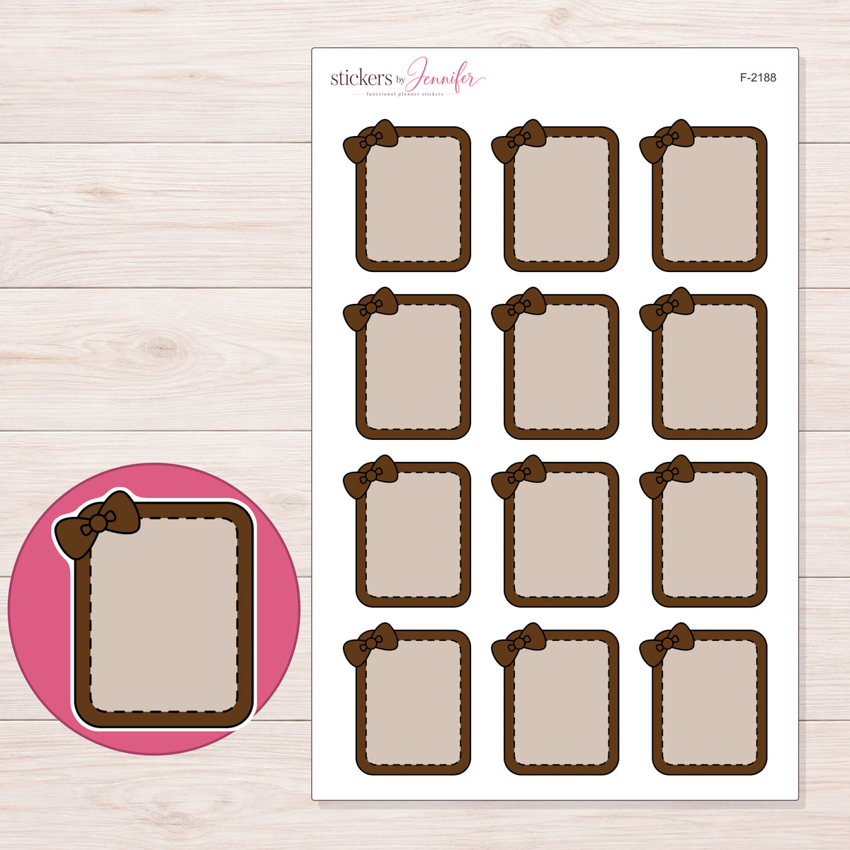 F-2188 planner sticker sheet with enlarged sticker detail