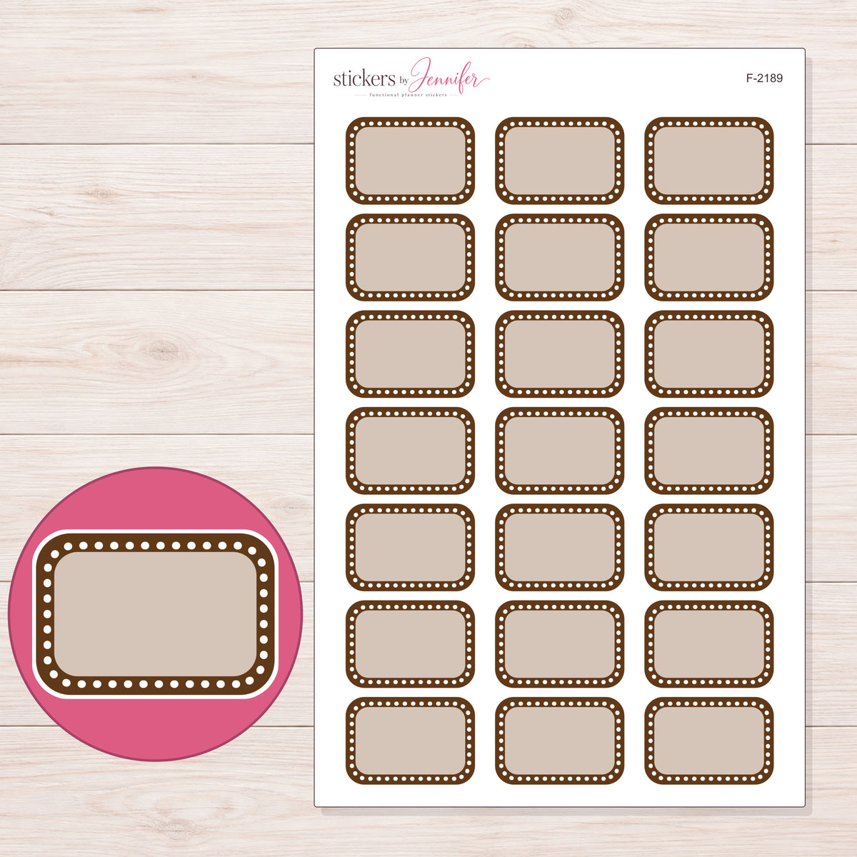 F-2189 planner sticker sheet with enlarged sticker detail