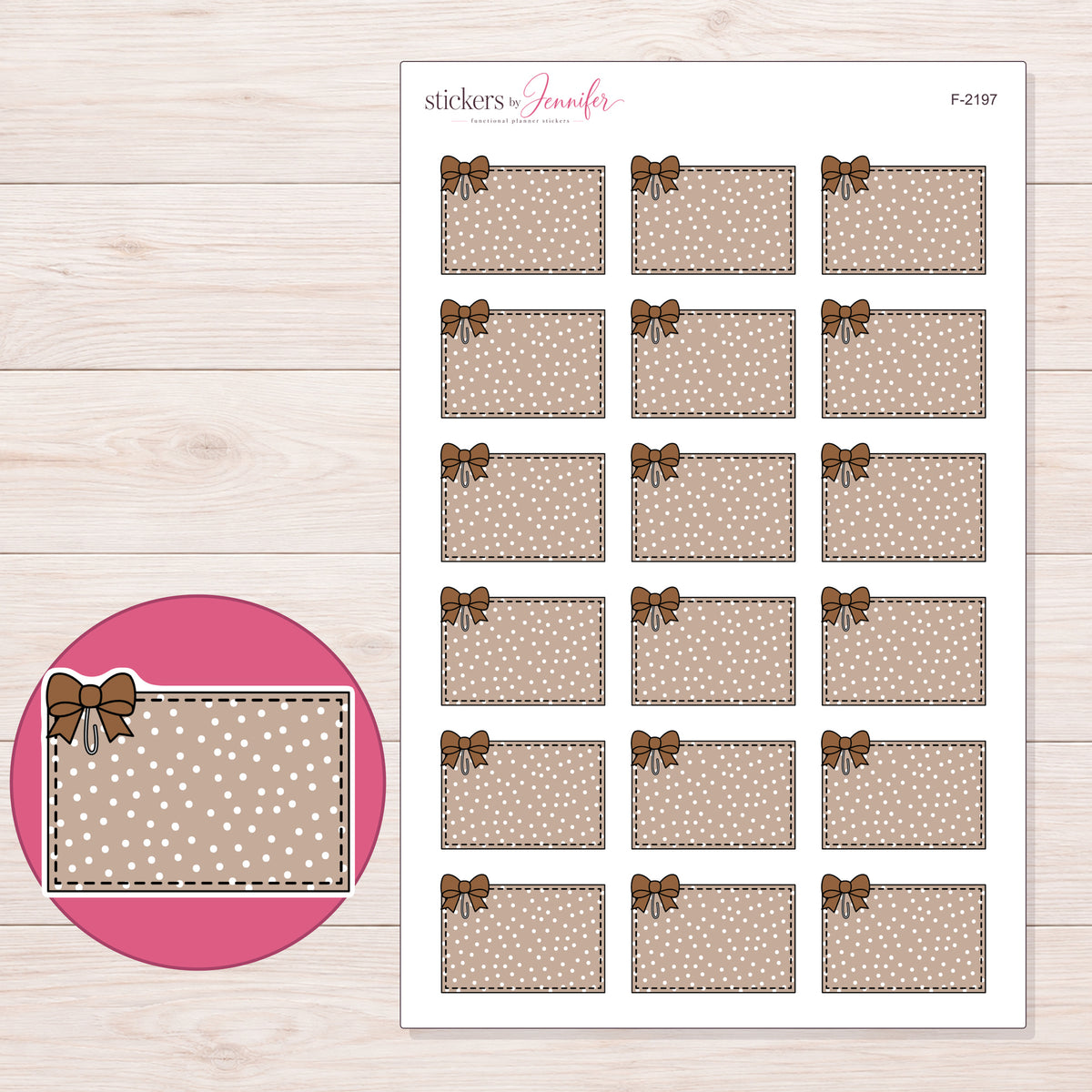 F-2197 planner sticker sheet with enlarged sticker detail