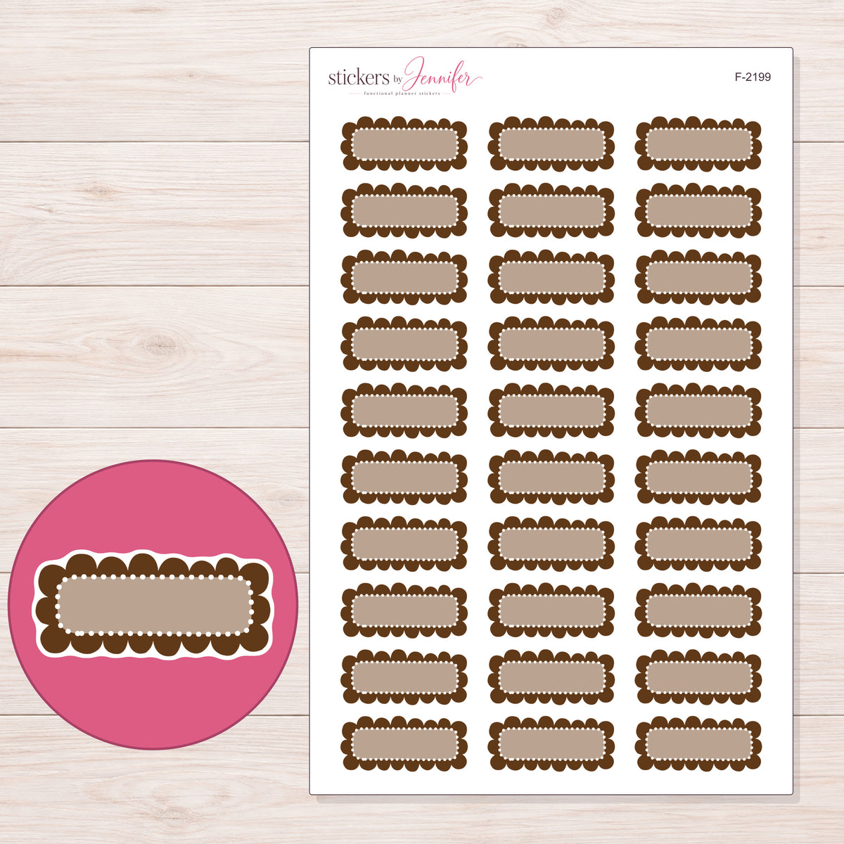 F-2199 planner sticker sheet with enlarged sticker detail