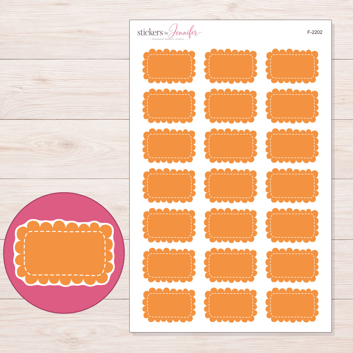 F-2202 planner sticker sheet with enlarged sticker detail