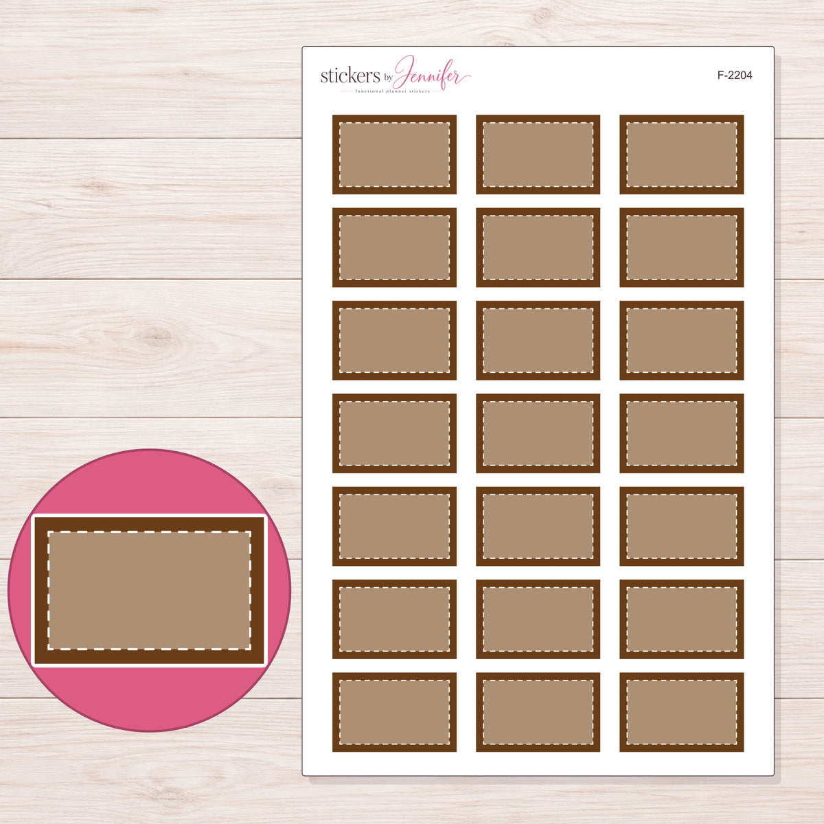 F-2204 planner sticker sheet with enlarged sticker detail