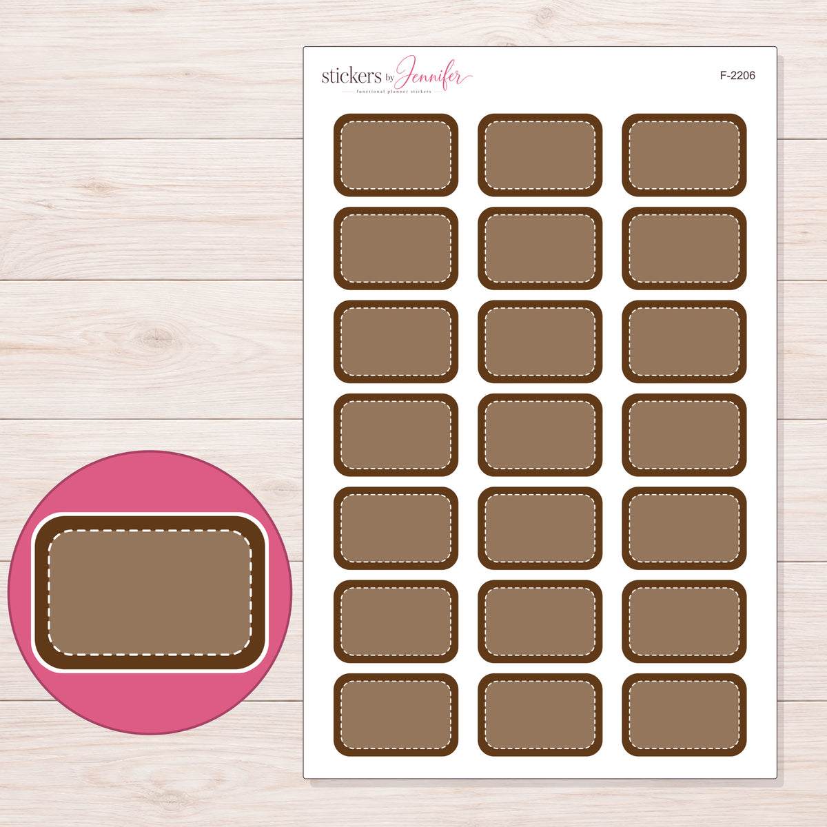 F-2206 planner sticker sheet with enlarged sticker detail