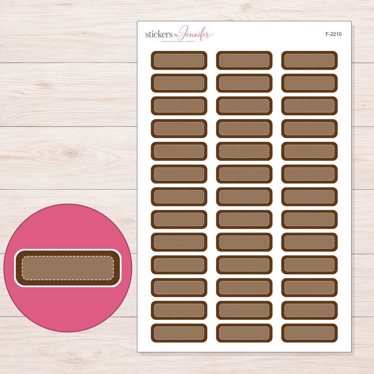 F-2210 planner sticker sheet with enlarged sticker detail