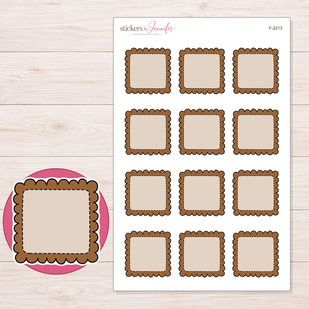 F-2213 planner sticker sheet with enlarged sticker detail