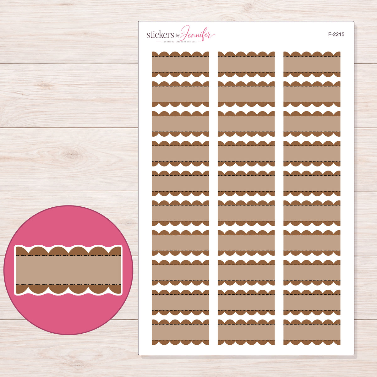F-2215 planner sticker sheet with enlarged sticker detail