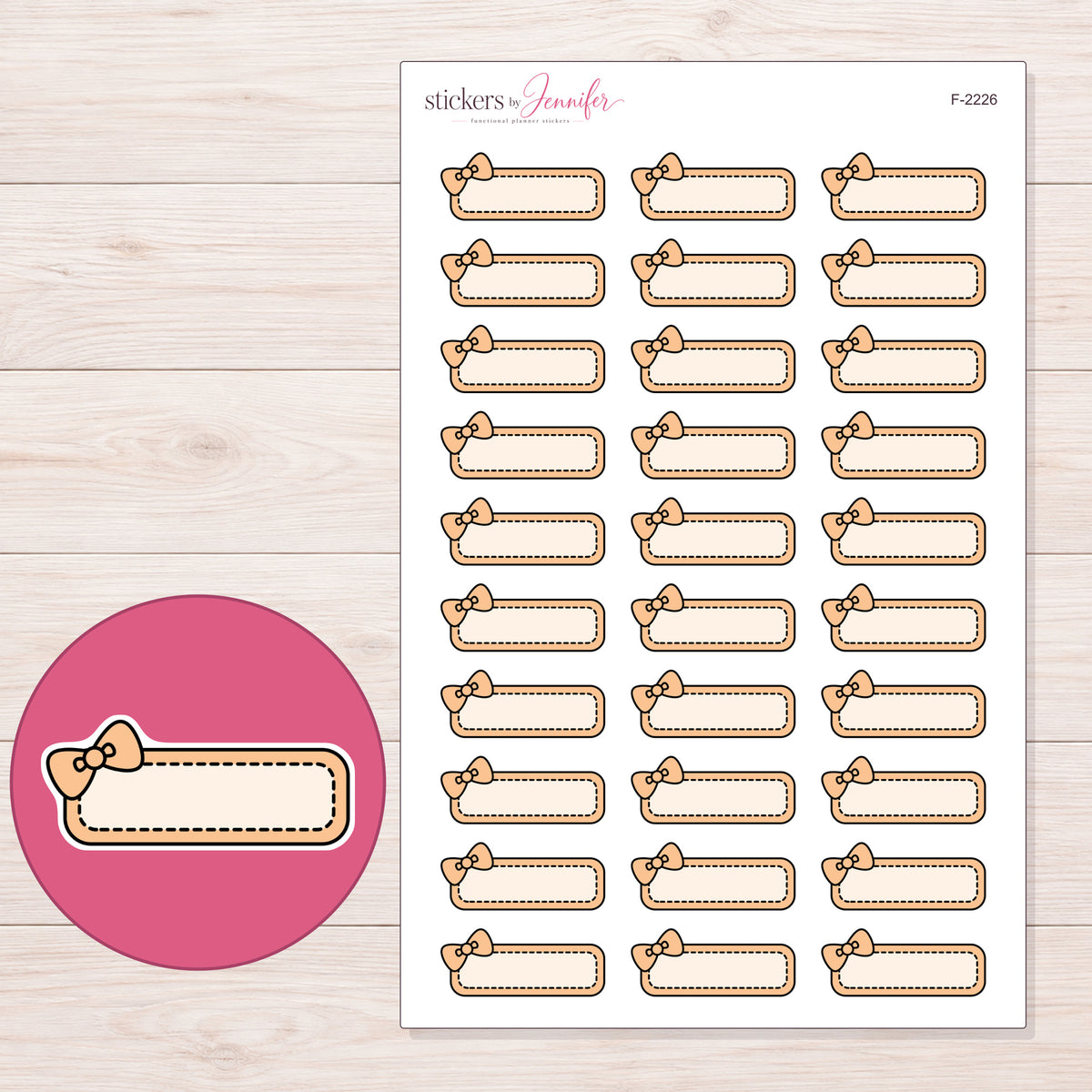 F-2226 planner sticker sheet with enlarged sticker detail