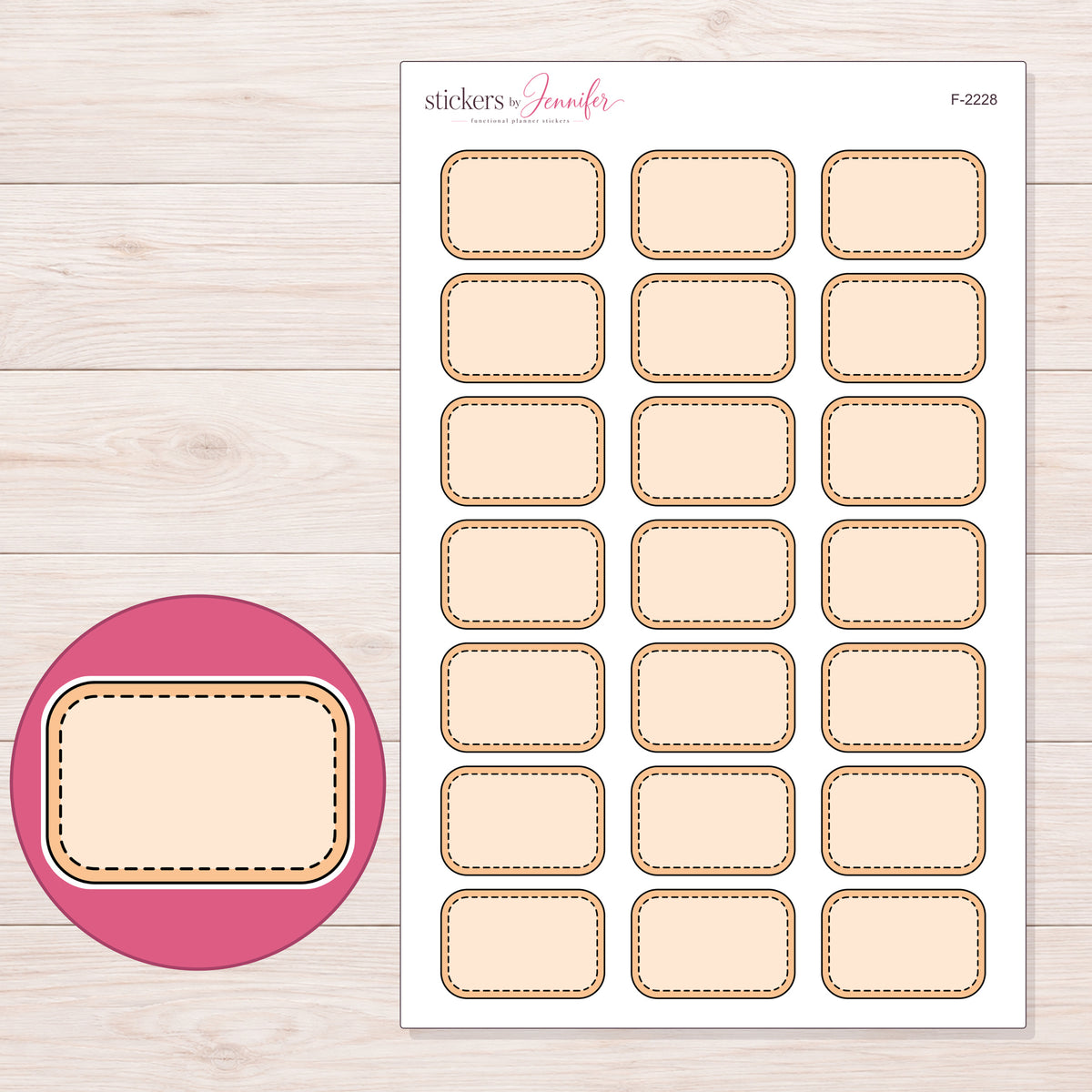 F-2228 planner sticker sheet with enlarged sticker detail