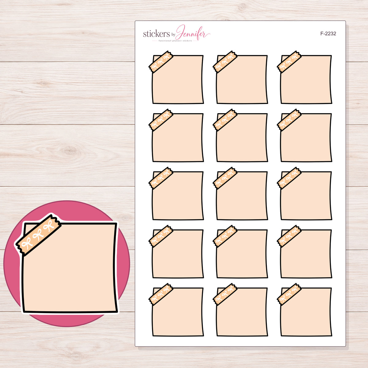F-2232 planner sticker sheet with enlarged sticker detail