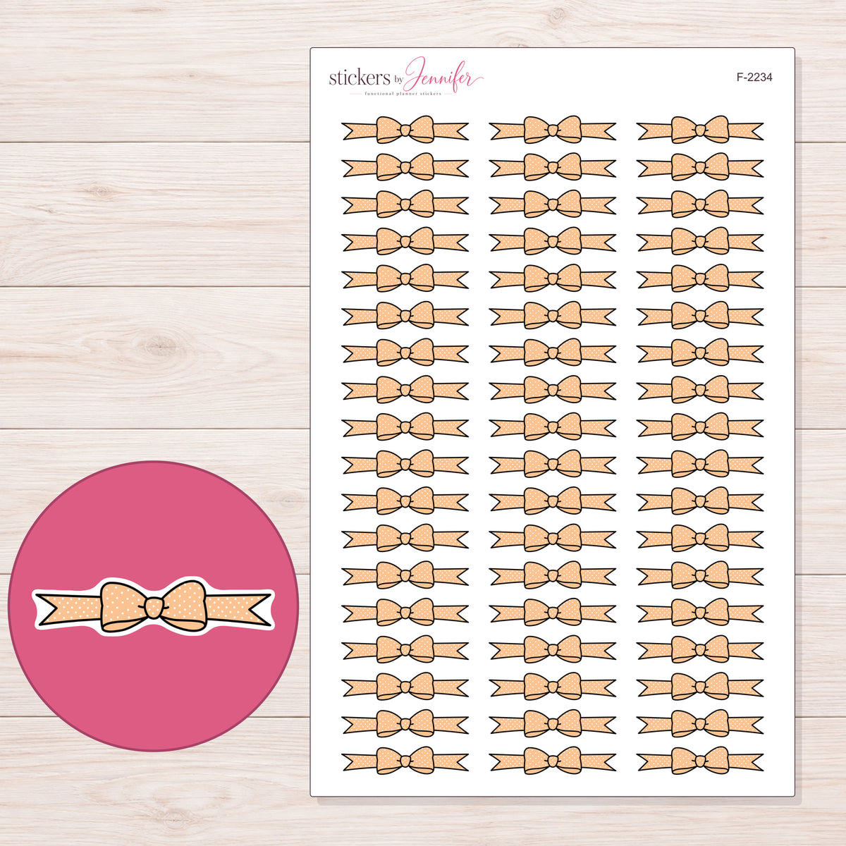 F-2234 planner sticker sheet with enlarged sticker detail