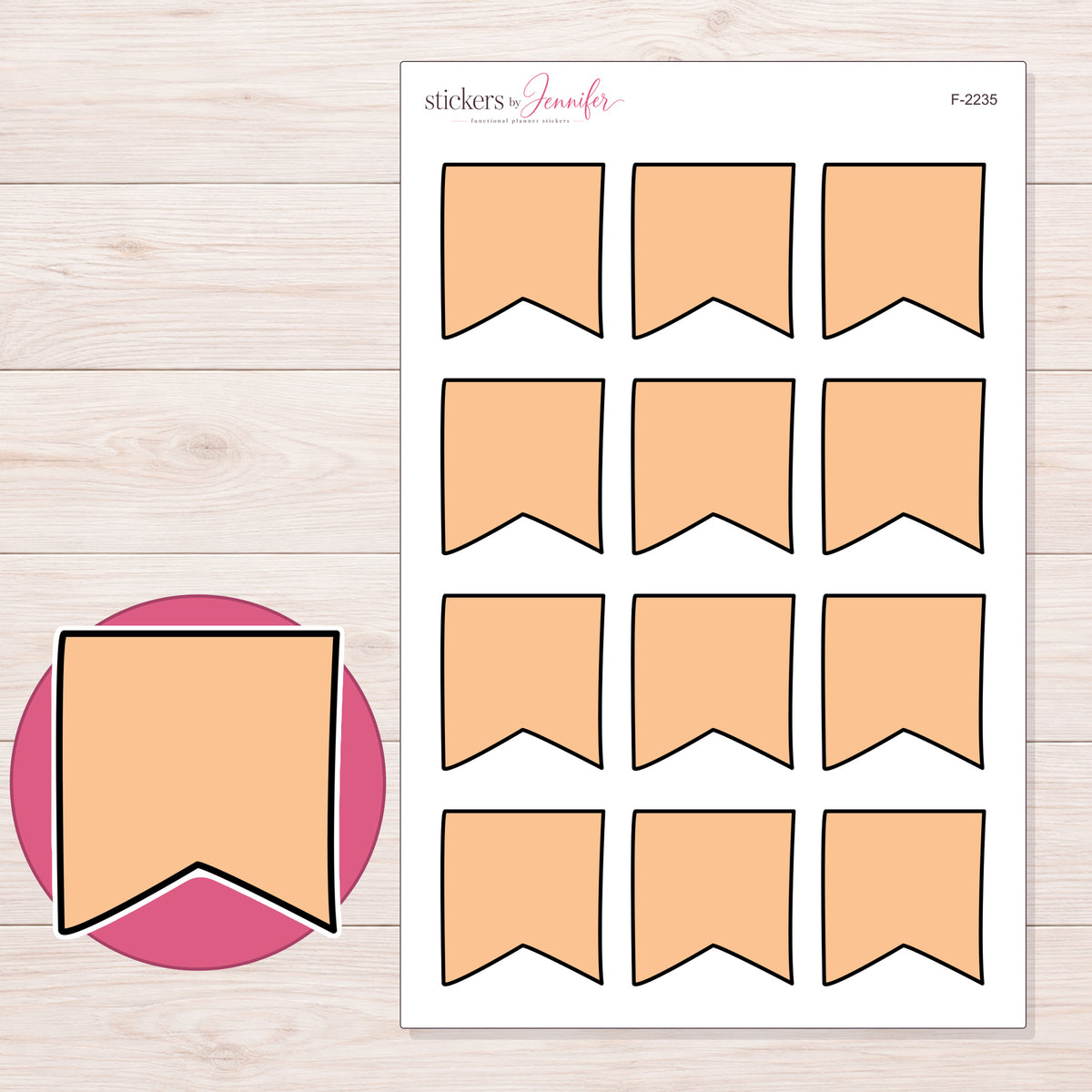 F-2235 planner sticker sheet with enlarged sticker detail