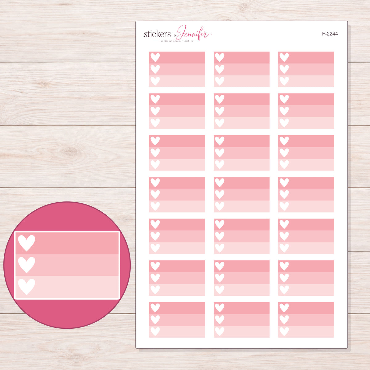 F-2244 planner sticker sheet with enlarged sticker detail