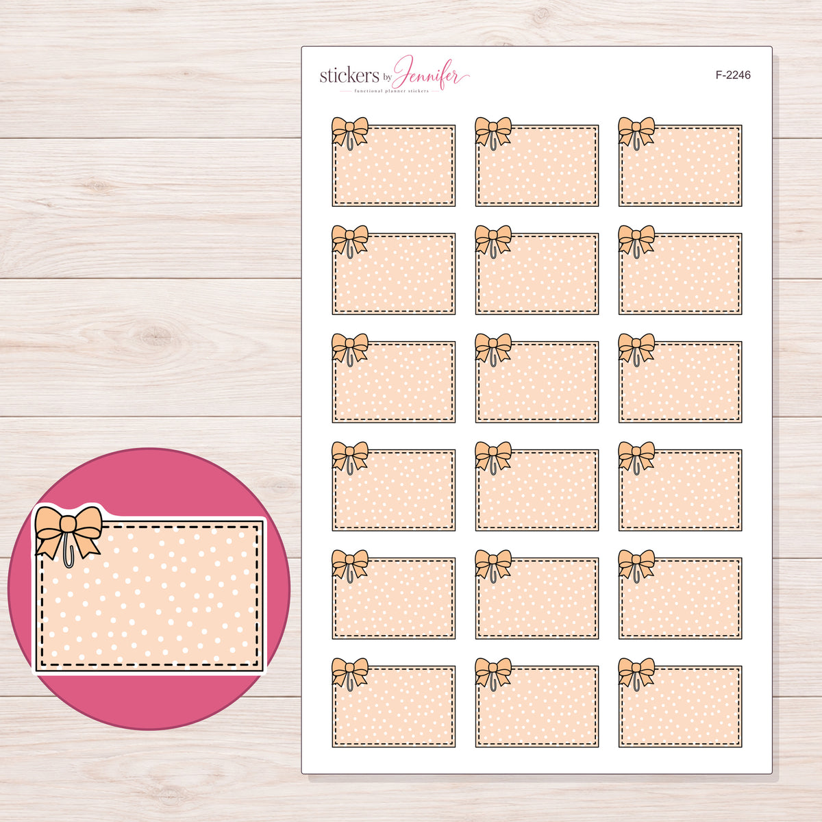F-2246 planner sticker sheet with enlarged sticker detail