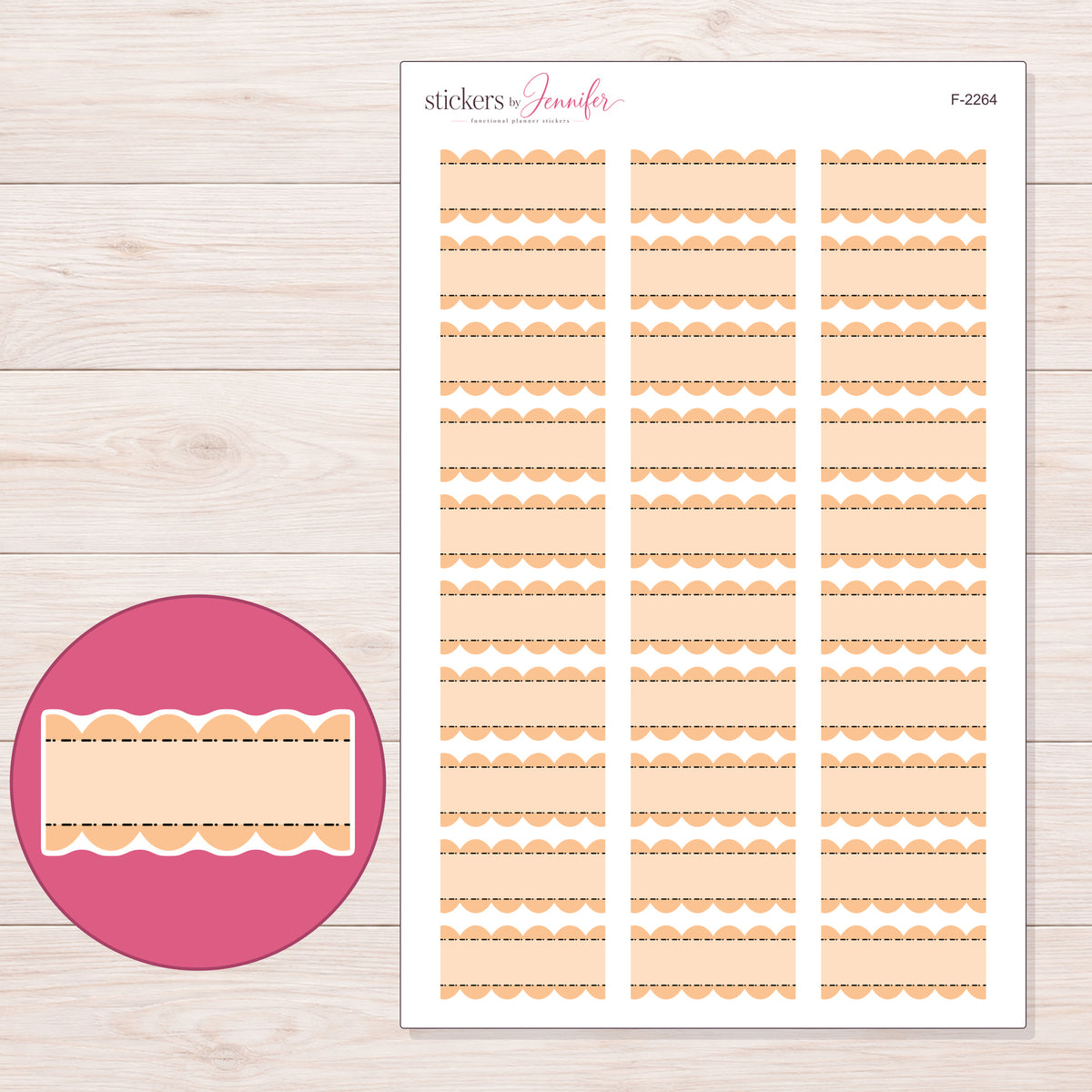 F-2264 planner sticker sheet with enlarged sticker detail