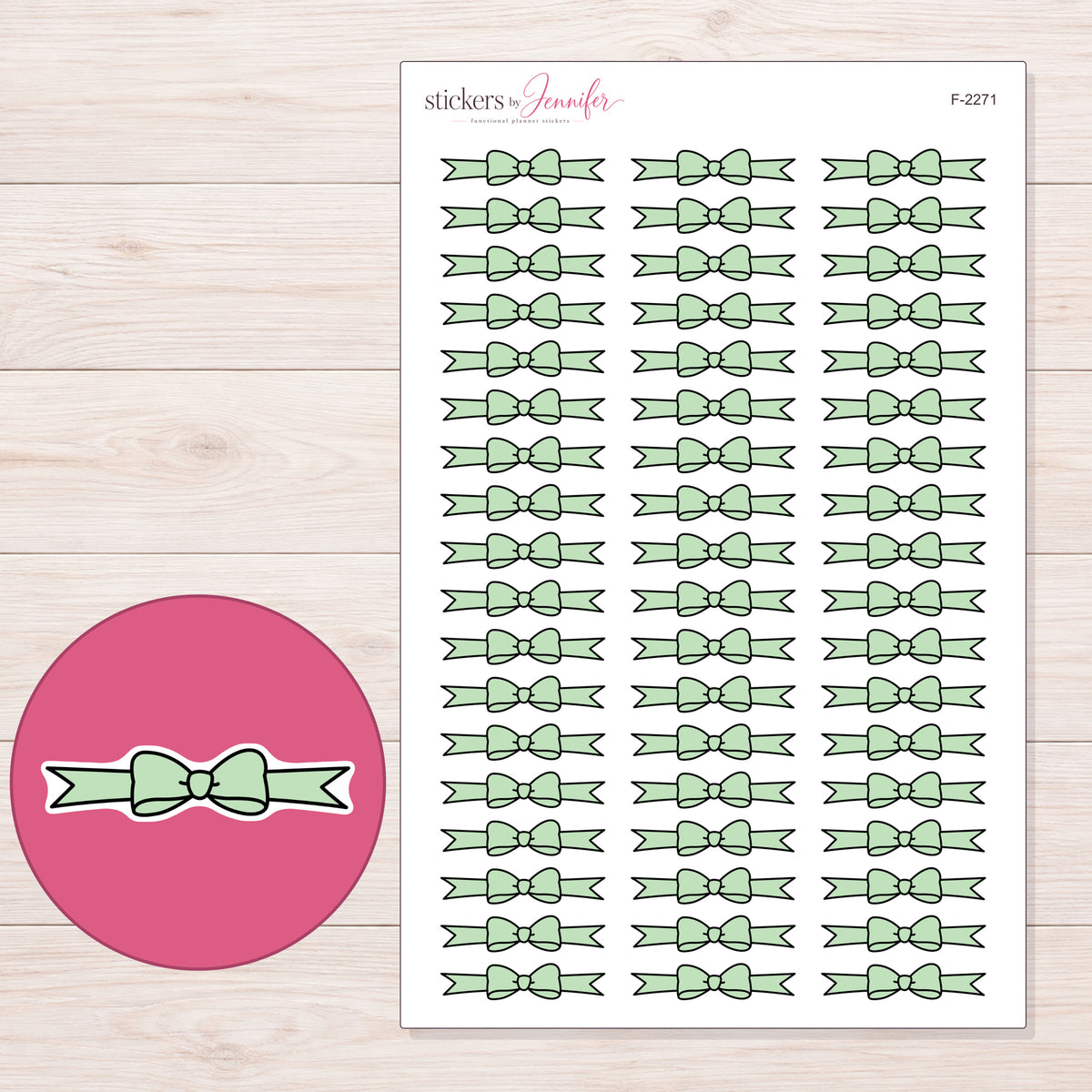 F-2271 planner sticker sheet with enlarged sticker detail