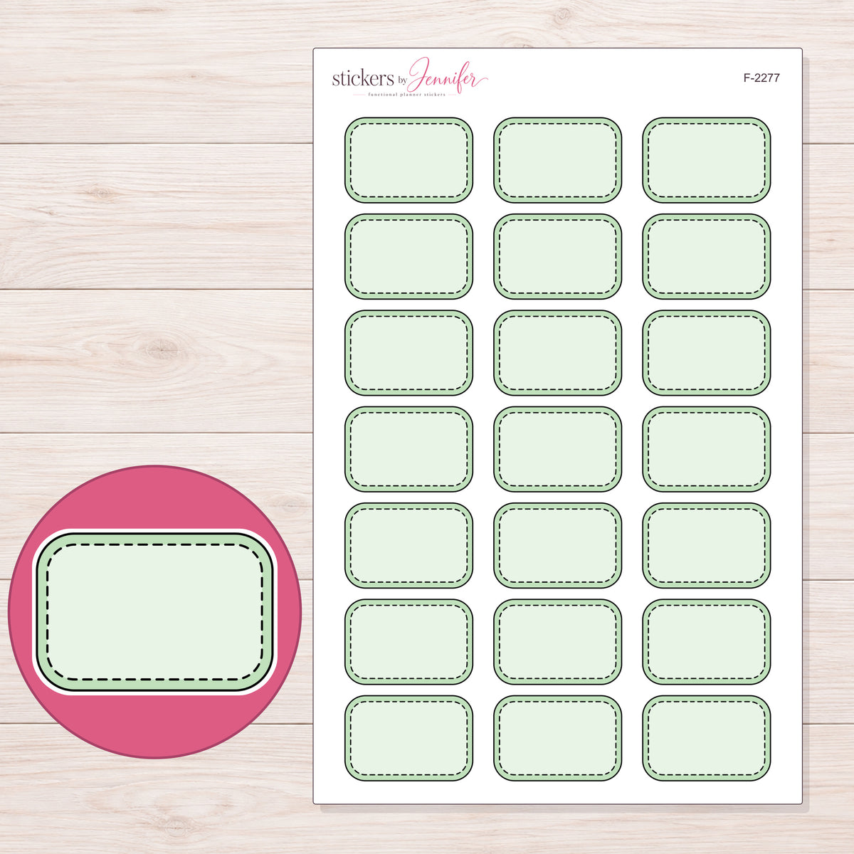 F-2277 planner sticker sheet with enlarged sticker detail