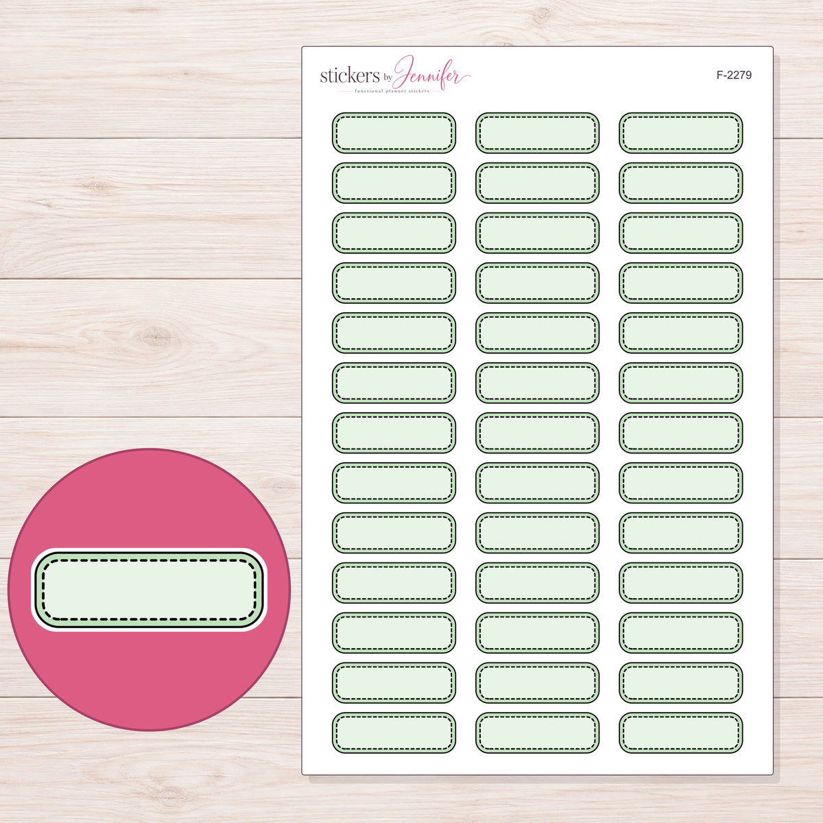 F-2279 planner sticker sheet with enlarged sticker detail