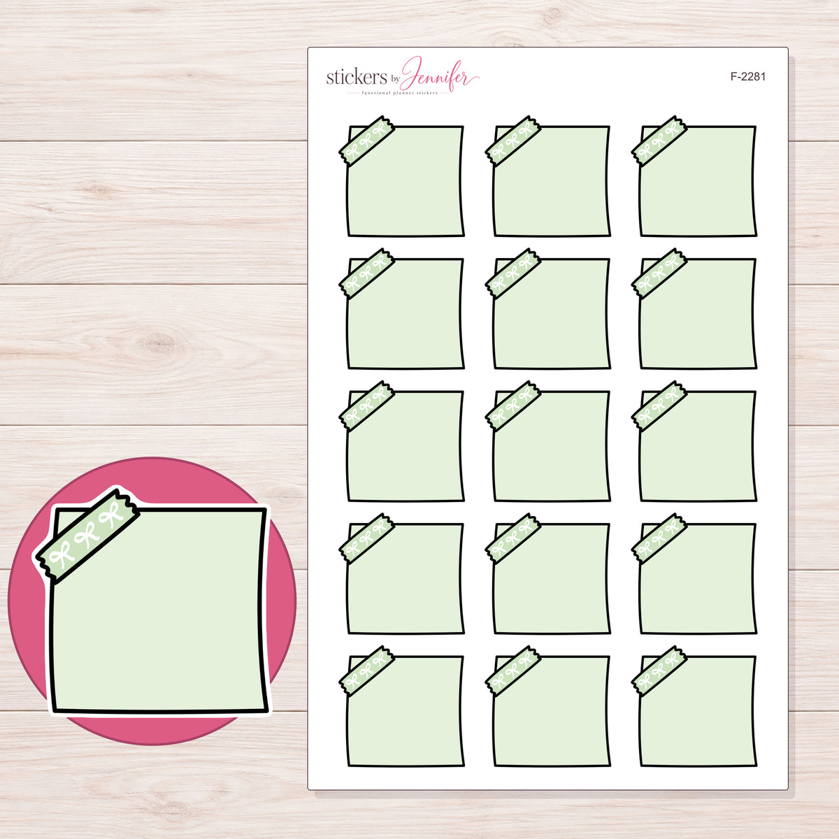F-2281 planner sticker sheet with enlarged sticker detail