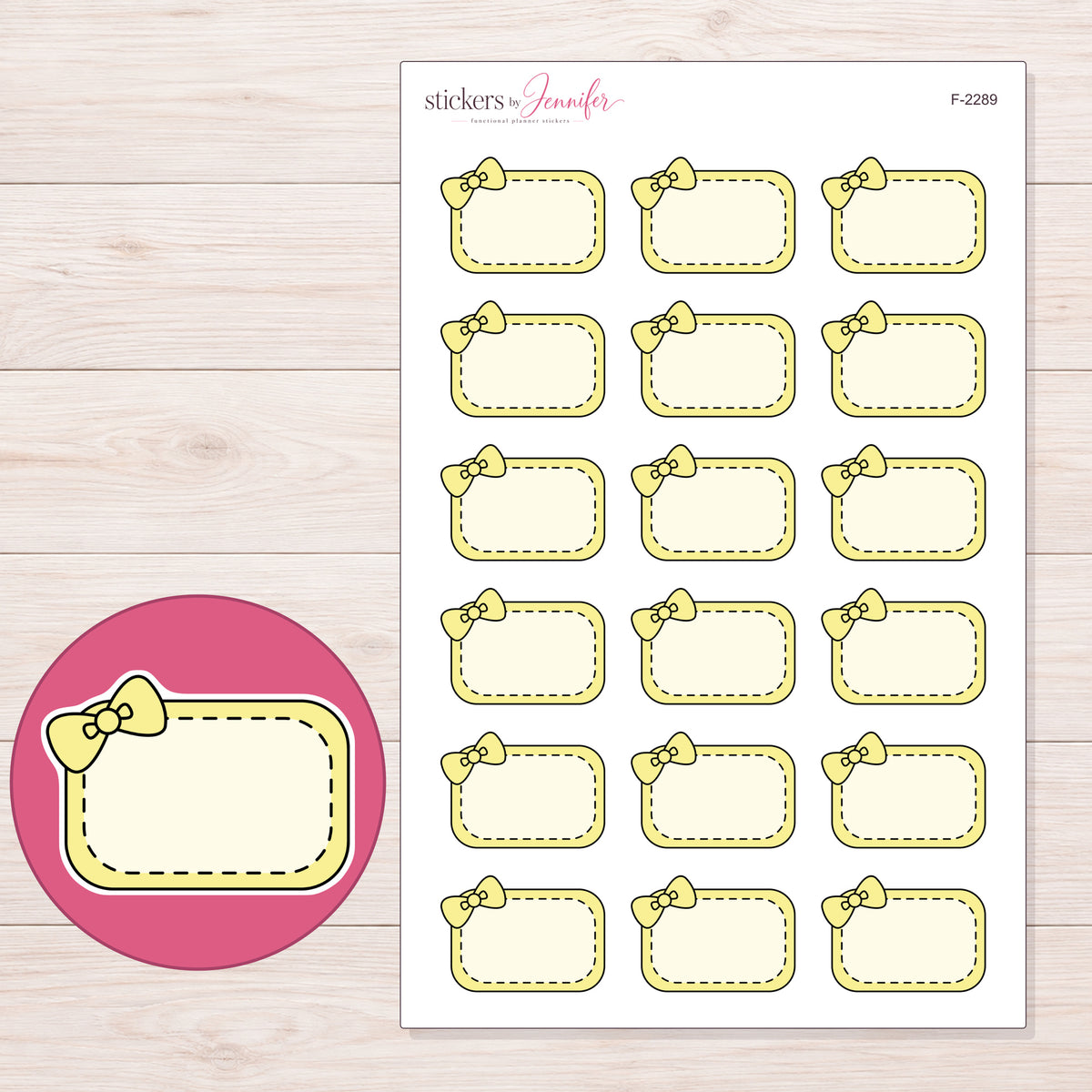 F-2289 planner sticker sheet with enlarged sticker detail
