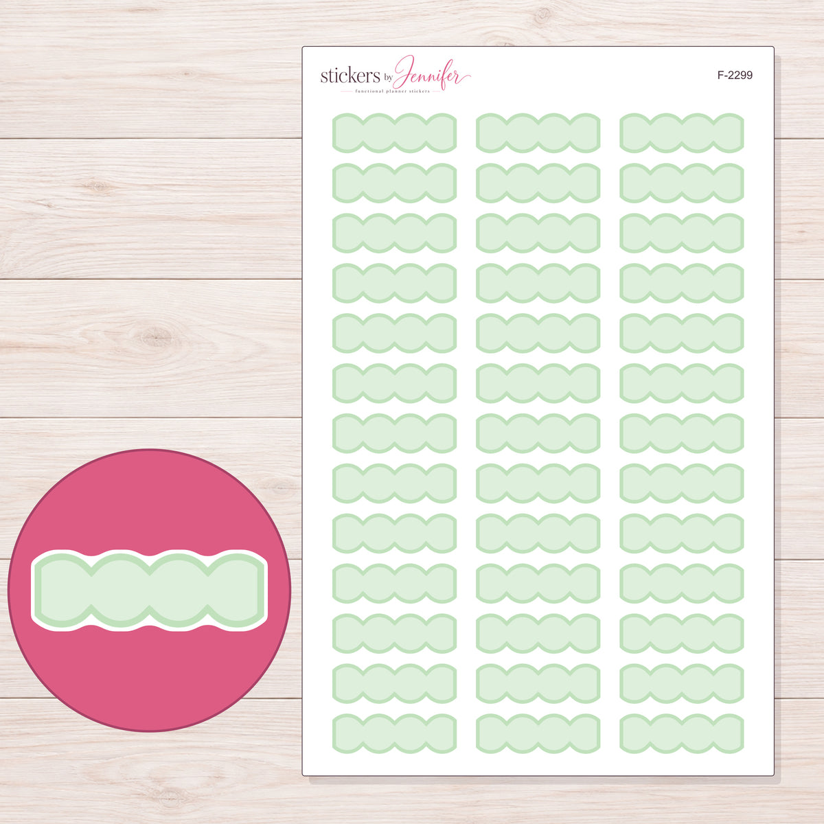 F-2299 planner sticker sheet with enlarged sticker detail