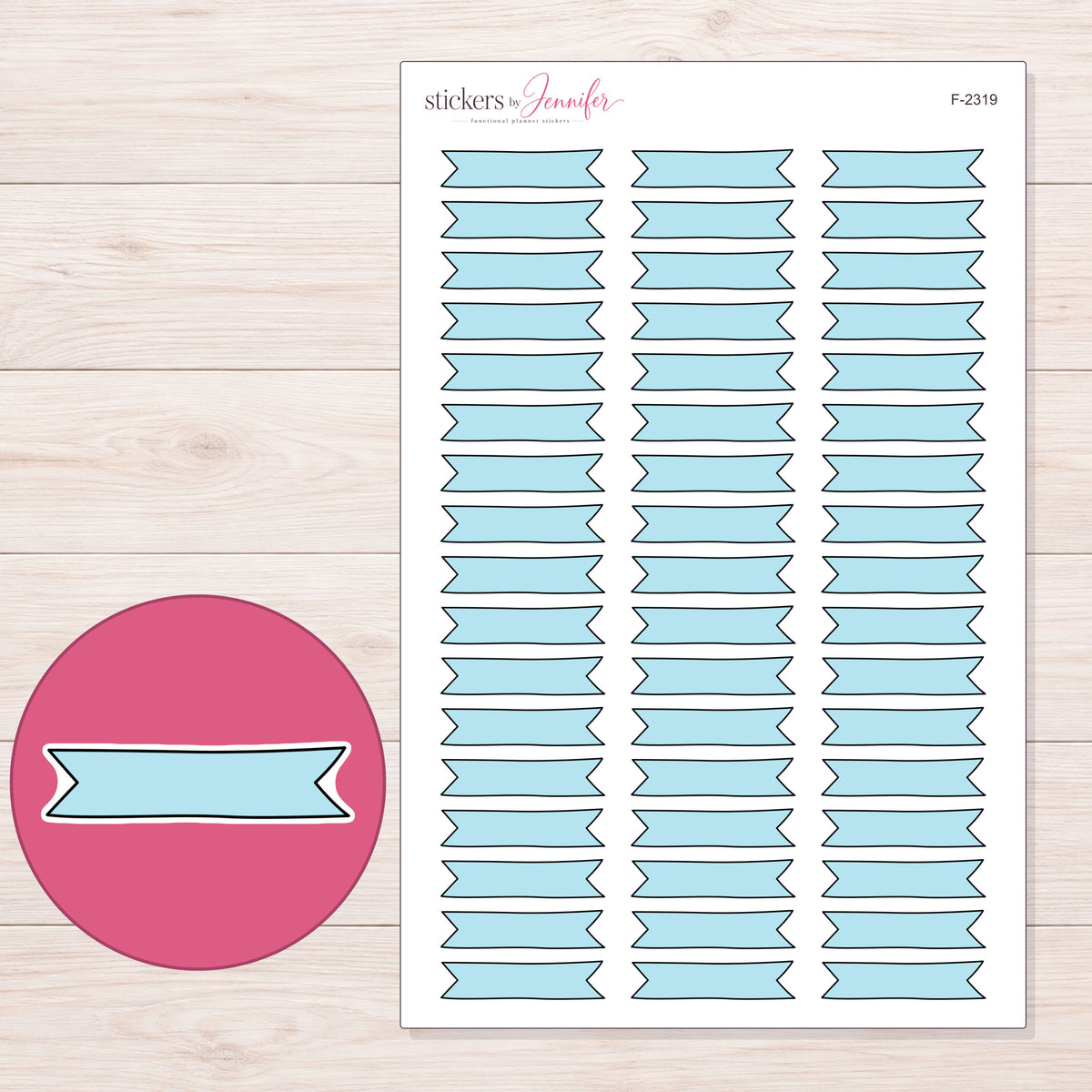 F-2319 planner sticker sheet with enlarged sticker detail