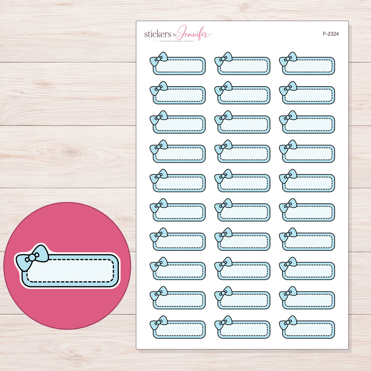 F-2324 planner sticker sheet with enlarged sticker detail