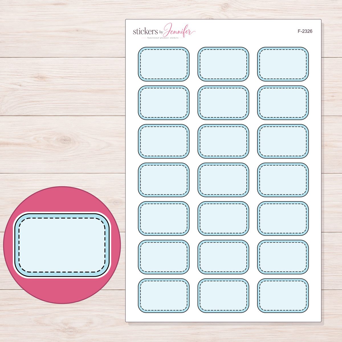 F-2326 planner sticker sheet with enlarged sticker detail