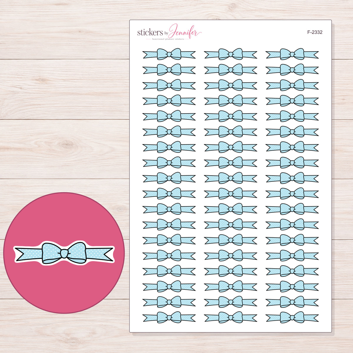 F-2332 planner sticker sheet with enlarged sticker detail