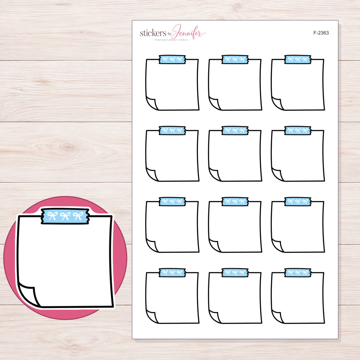 F-2363 planner sticker sheet with enlarged sticker detail