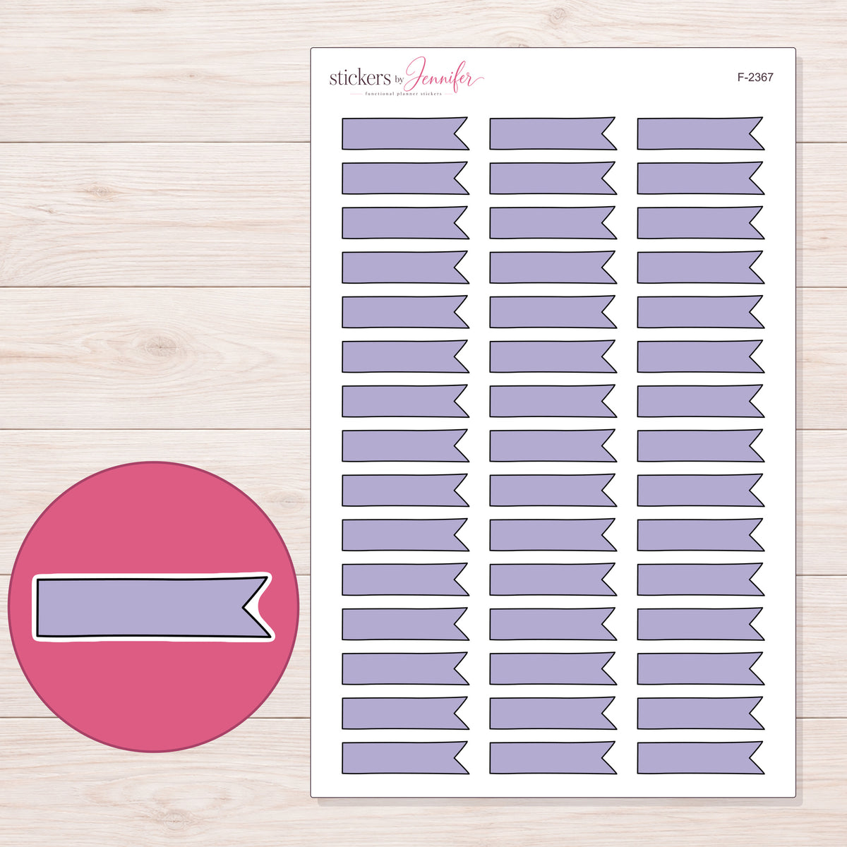 F-2367 planner sticker sheet with enlarged sticker detail