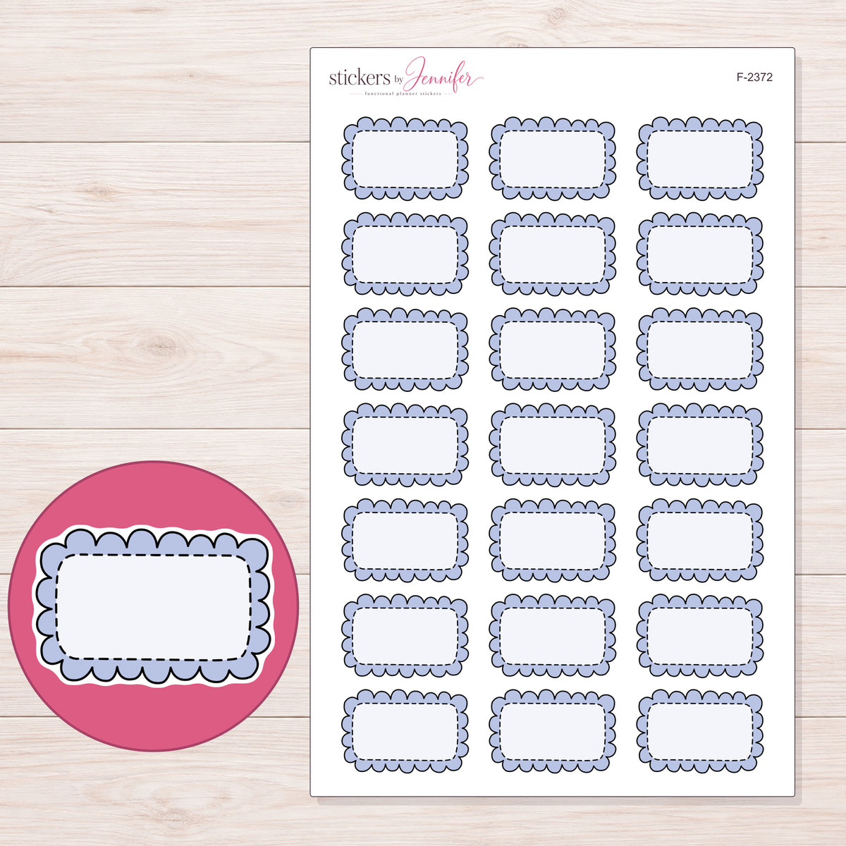 F-2372 planner sticker sheet with enlarged sticker detail