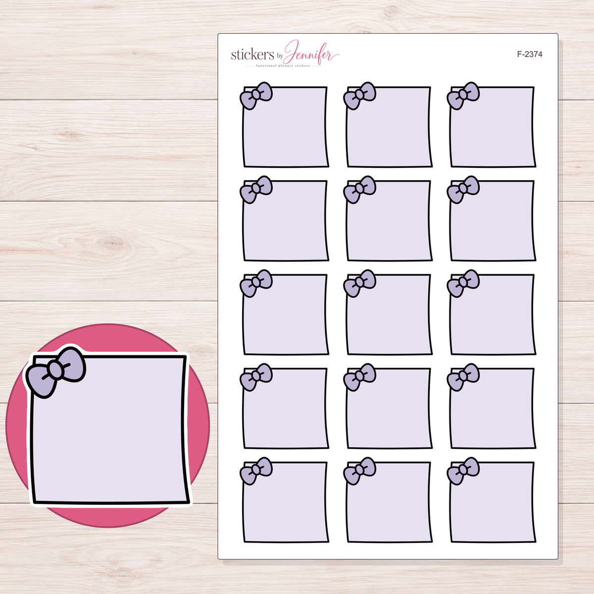 F-2374 planner sticker sheet with enlarged sticker detail