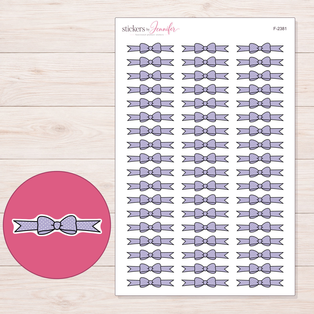 F-2381 planner sticker sheet with enlarged sticker detail