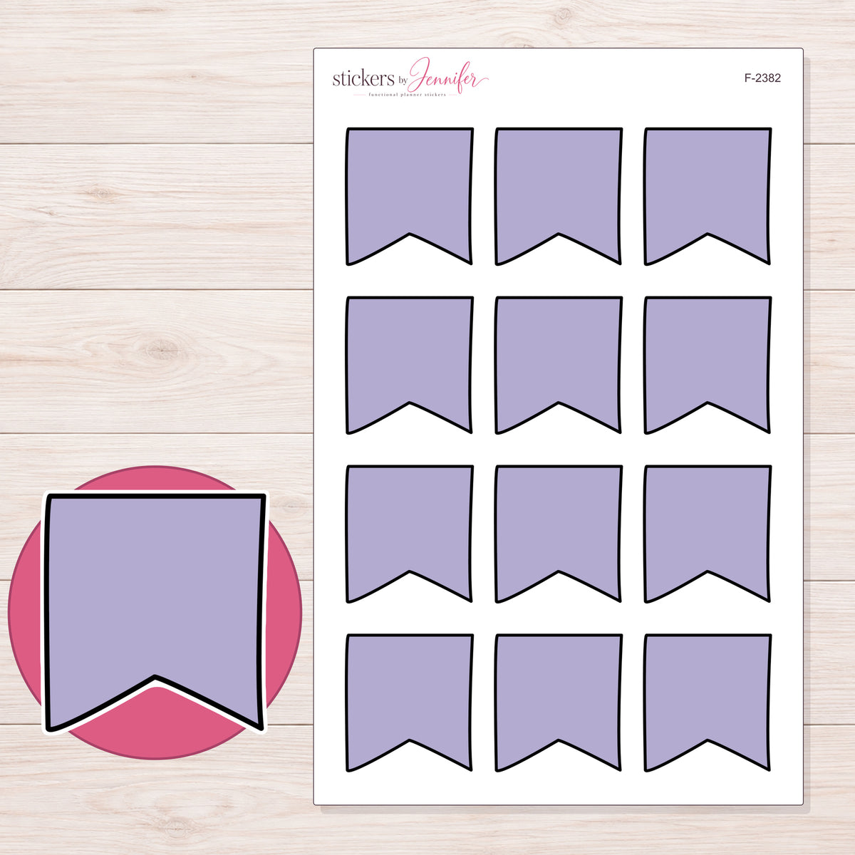 F-2382 planner sticker sheet with enlarged sticker detail
