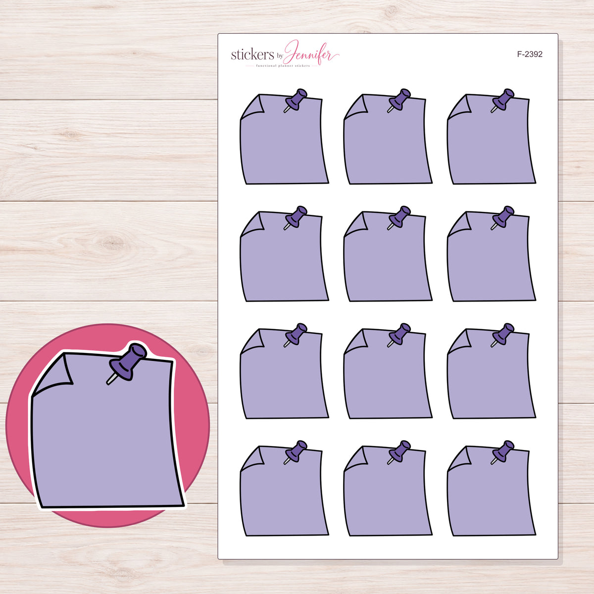 F-2392 planner sticker sheet with enlarged sticker detail