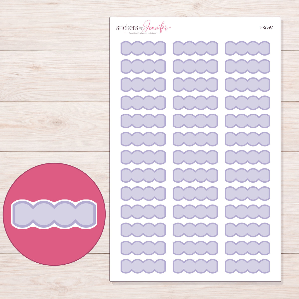 F-2397 planner sticker sheet with enlarged sticker detail