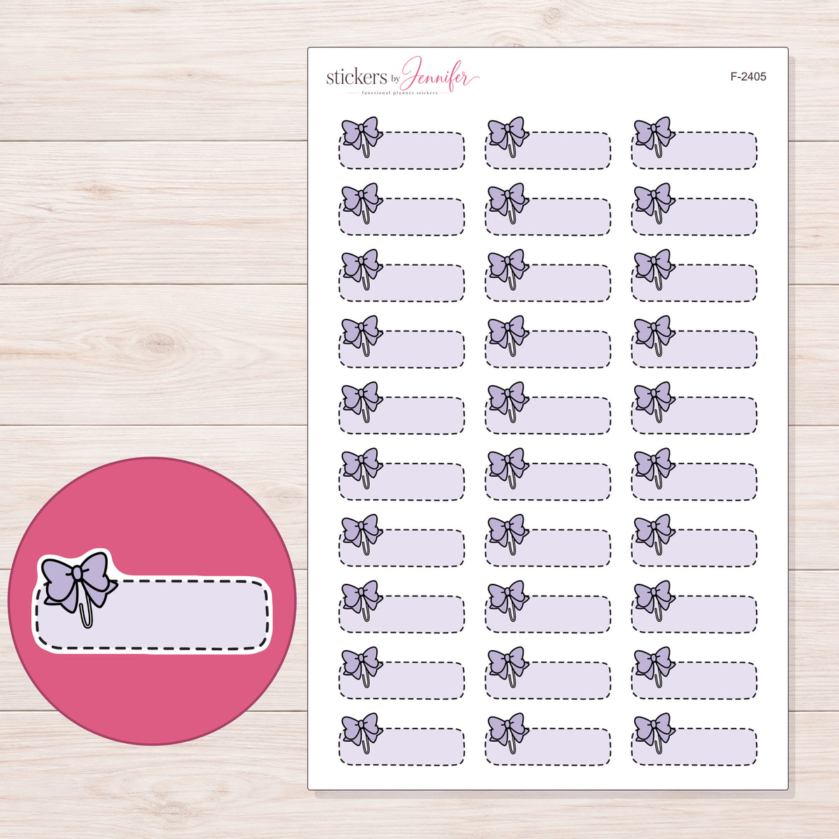 F-2405 planner sticker sheet with enlarged sticker detail