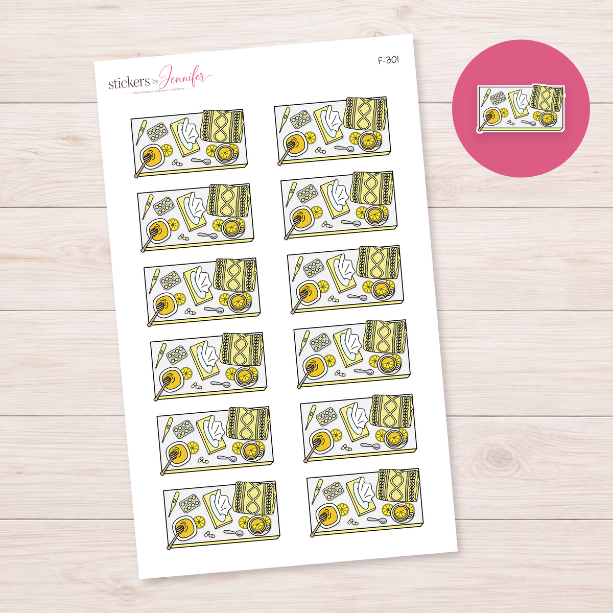 Yellow Self-Care Supplies Planner Stickers | F-301