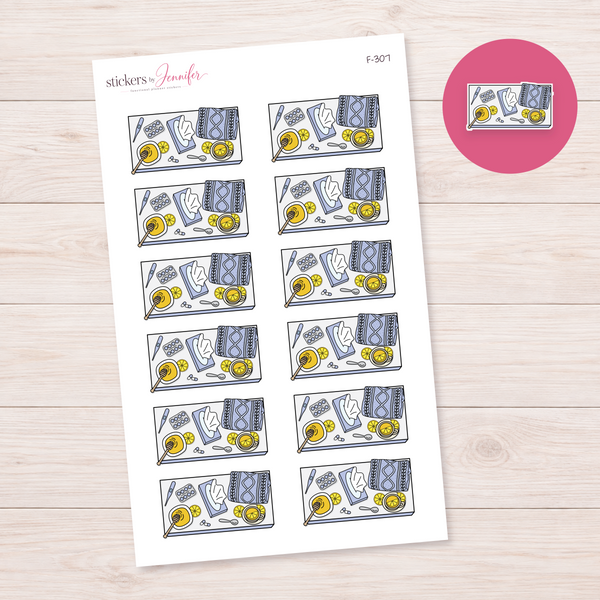 Periwinkle Sick Day Flat Lay Planner Stickers | F-307
