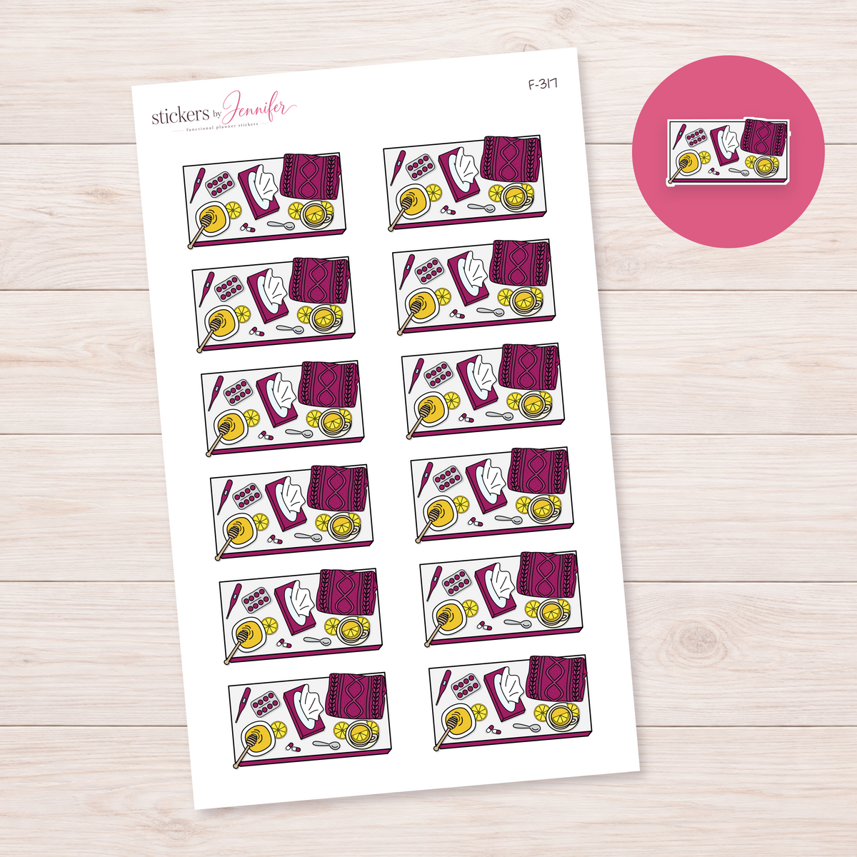 Berry Sick-Day Supplies Planner Stickers | F-317