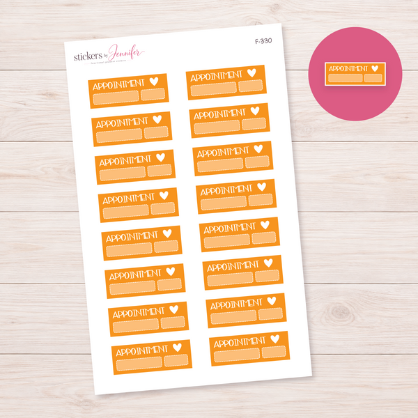 Orange Appointment Label Planner Stickers | F-330