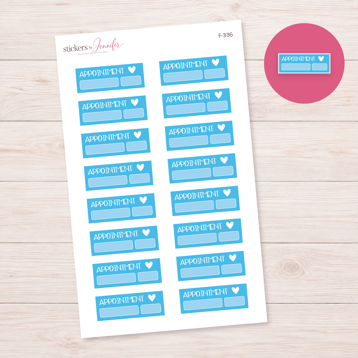 Sky Blue Appointment Label Planner Stickers | F-335