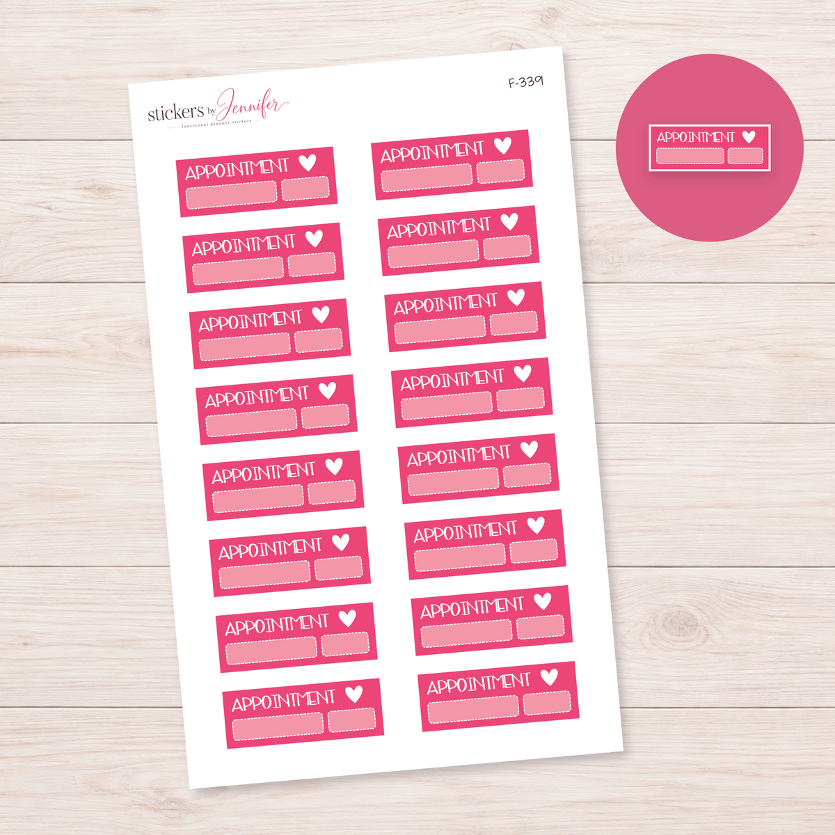 Pink Appointment Label Planner Stickers | F-339